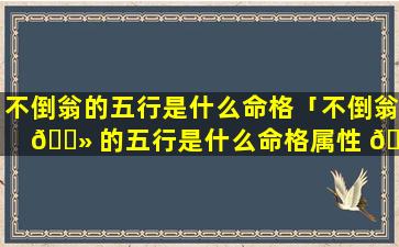 不倒翁的五行是什么命格「不倒翁 🌻 的五行是什么命格属性 🐡 」